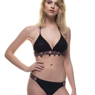 Bikini con forma triangulo con abalorios-