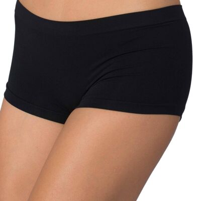 Moisturizing mini shorts without seams and with cotton rhombus-Black