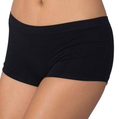 Moisturizing mini shorts without seams and with cotton rhombus-Black