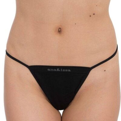 Seamless Thong with Rhinestone Clasp - Black