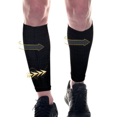 Injury Resistant Graduated Compression Calf Sleeves - Triple Action Smart Fiber®-Black