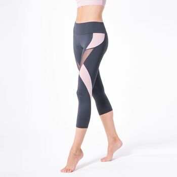 Legging de compression fitness-yoga avec détail de transparence-Rose 2