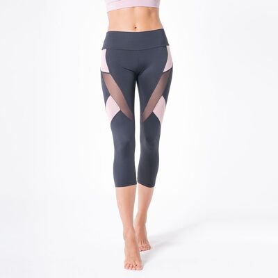 Fitness-Yoga Kompressionsleggings mit Transparenzdetail-Schwarz