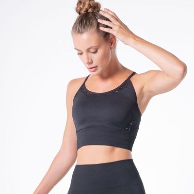 Sports top with perforated pattern-Black