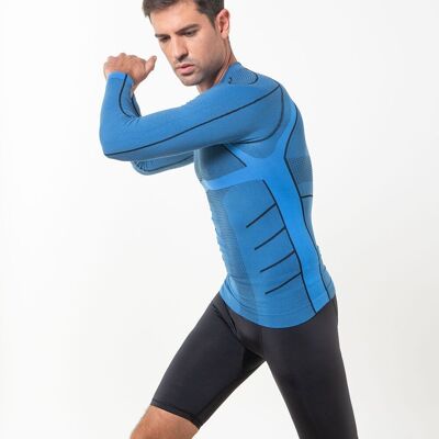 High compression sports shirt Facilitate optimal sweat evacuation and quick drying for high performance activities-Blue