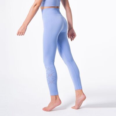 High Waisted Shaping Legging with Perforated Pattern-Blue