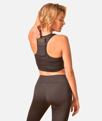 Haut de sport compressif avec poche pour smartphone - Noir 4