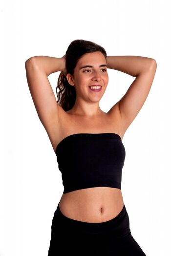 Top bandeau en coton sans couture-NOIR 2