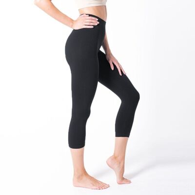 Flat Belly Extra High Waist Corrective Capri Legging - Black