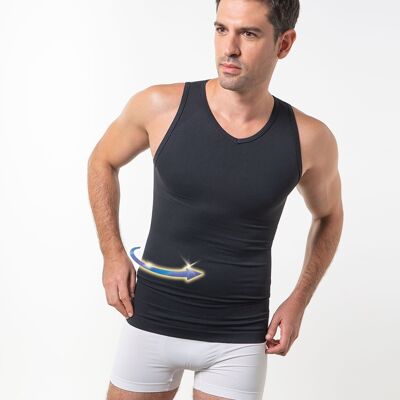 Camiseta + Bóxer adelgazante reafirmante vientre plano con fibra inteligente Emana-Negro