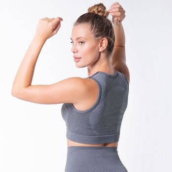 Crop top de sport écologique confort maximum-Gris 2