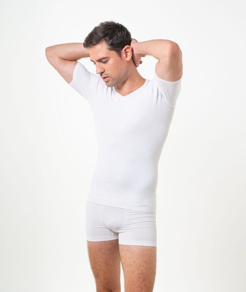Camiseta + Bóxer adelgazante reafirmante vientre plano con fibra inteligente Emana-Blanco