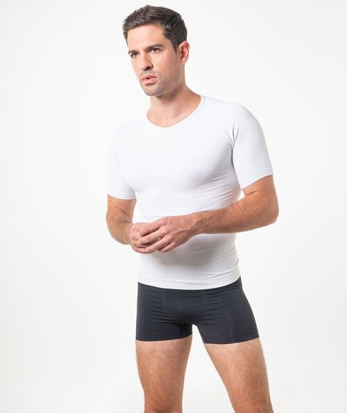Camiseta + Bóxer adelgazante reafirmante vientre plano con fibra inteligente Emana-Negro