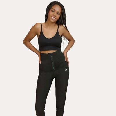 Slimming and shaping leggings with snap closure-Black