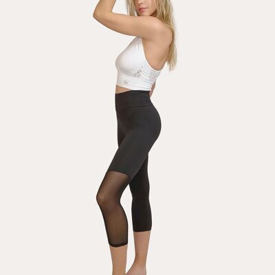 Ökologische, formende Leggings mit Mesh an einem Bein-Schwarz