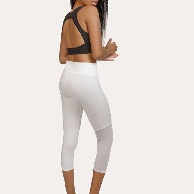 Ecological shaping legging with mesh on one leg-White