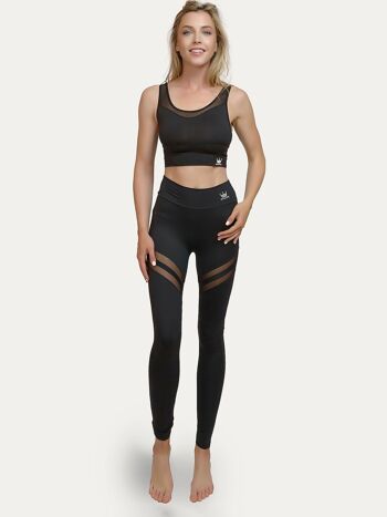 Legging gainant écologique avec mesh sur les jambes-Noir 1