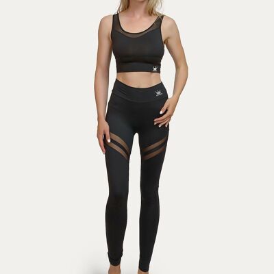 Ecological shaping legging with mesh on the legs-Black