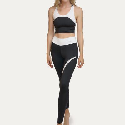 Ecological high waist compression legging with detail on the legs-Black