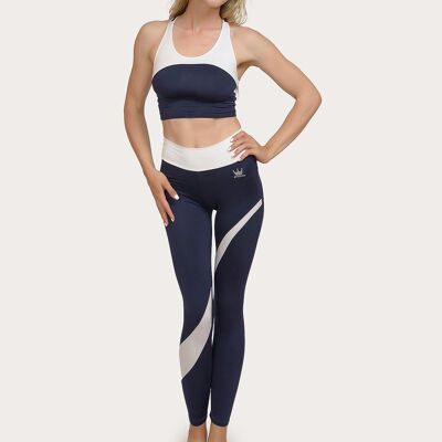 Ecological high waist compression legging with detail on the legs-NAVY