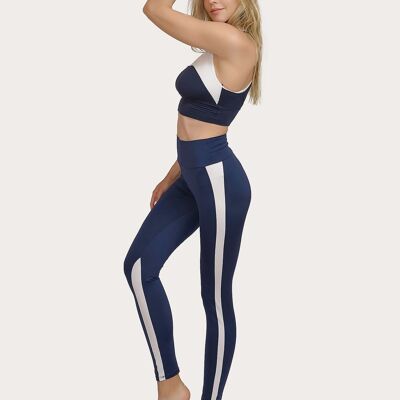 Ecological high waist compression legging with side band-NAVY