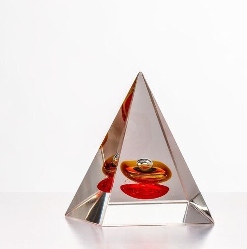 Pyramid Paperweight - Red & Yellow