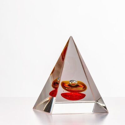 Pyramid Paperweight - Red & Yellow