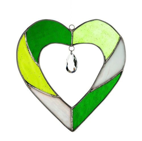 Hanging Stained Glass Heart - Green