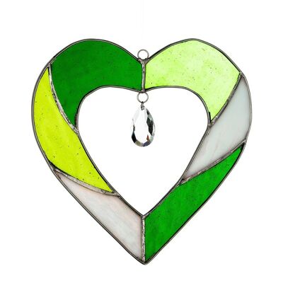 Hanging Stained Glass Heart - Green