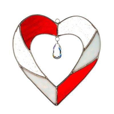 Corazón de vidriera colgante - Rojo