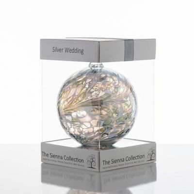 10cm Friendship Ball - 25th Wedding Anniversary - Silver