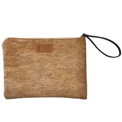 Pochette L, Liège naturel silver