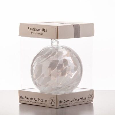 10cm Birthstone Ball - April/Diamond