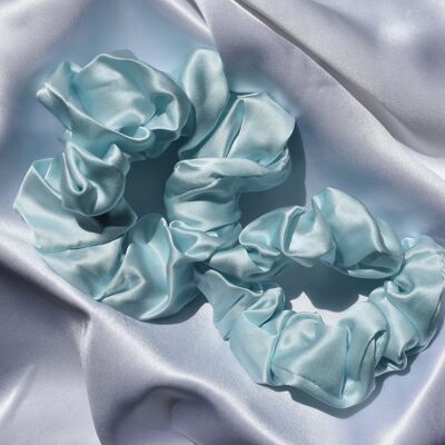 2 x Silk Scrunchies - Light Blue