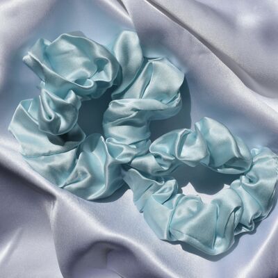 2 x Scrunchies de seda - Azul claro