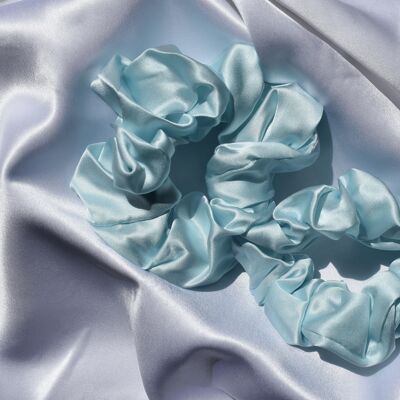 2 x Scrunchies de seda - Azul claro
