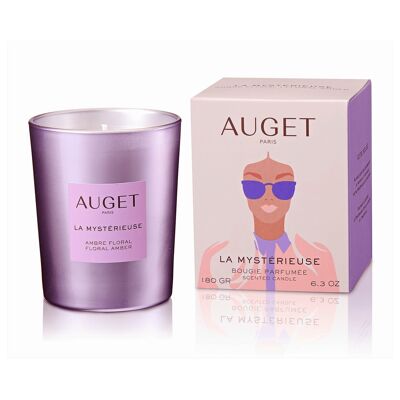 AUGET Bougie parfumée La MYSTÉRIEUSE - Parfum Ambre Floral - Cire Naturelle - 100% Made in France - 180 grammes - Plus de 40 Heures de Combustion