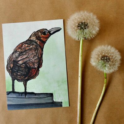 Greeting card Blackbird lady