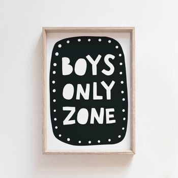 Boys Only Zone Style scandinave Kids Wall Art Print Decor-A4