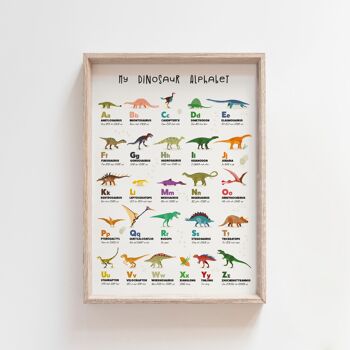 Alphabet de dinosaure enfants éducatifs Wall Art Print Decor-A3