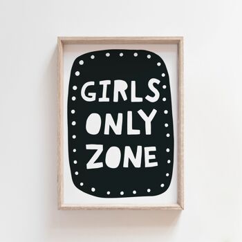 Girls Only Zone Style scandinave Kids Wall Art Print Decor-A3