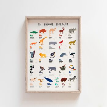 Enfants éducatifs animaux Alphabet Wall Art Print Decor-A3