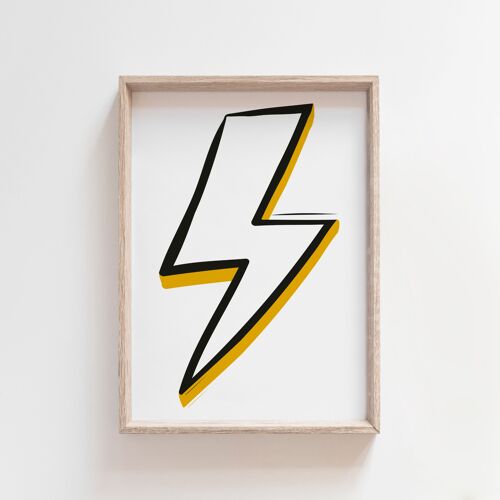 Lightning Bolt Scandinavian Style Wall Art Kids Print Decor-A4