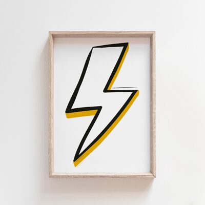 Lightning Bolt Style scandinave Wall Art Kids Print Decor-A4