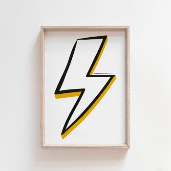 Lightning Bolt Style scandinave Wall Art Kids Print Decor-A3