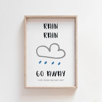 Rain Rain Go Away Nursery Rhyme Berceuse Print-A2