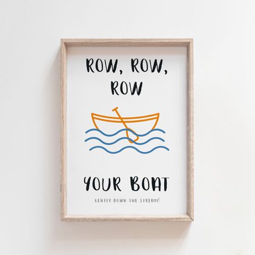 Row Row Row Your Boat Nursery Rhyme Lullaby Print-A4
