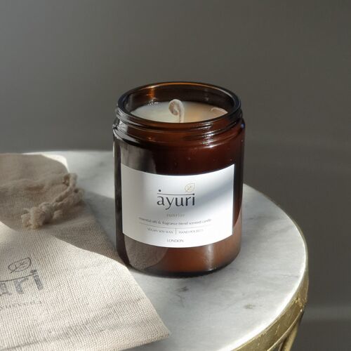 Sunrise Ayurvedic candle for Kapha dosha: Scent of Jasmine, Oudh, Lemon and Vanilla