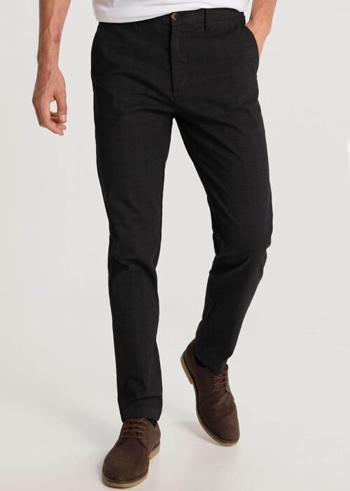 BENDORFF - Printed Plaid Trousers Zipper Detail | Black-111