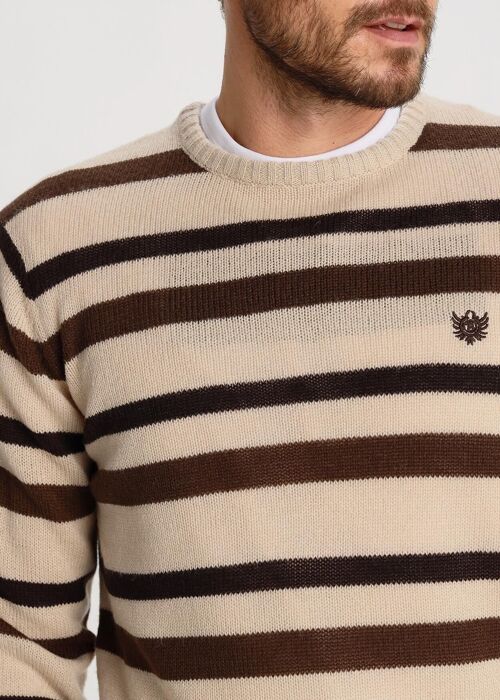 BENDORFF - Box Neck Sweater Stripes | Brown-282